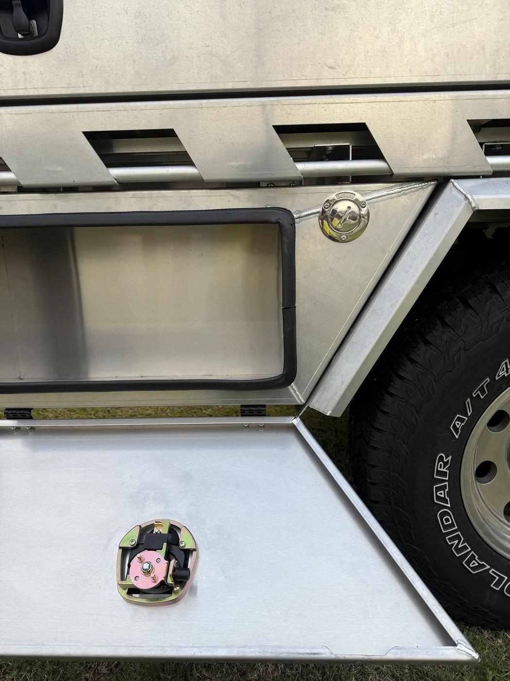 Underbody toolboxes on a Rep Engineering canopy