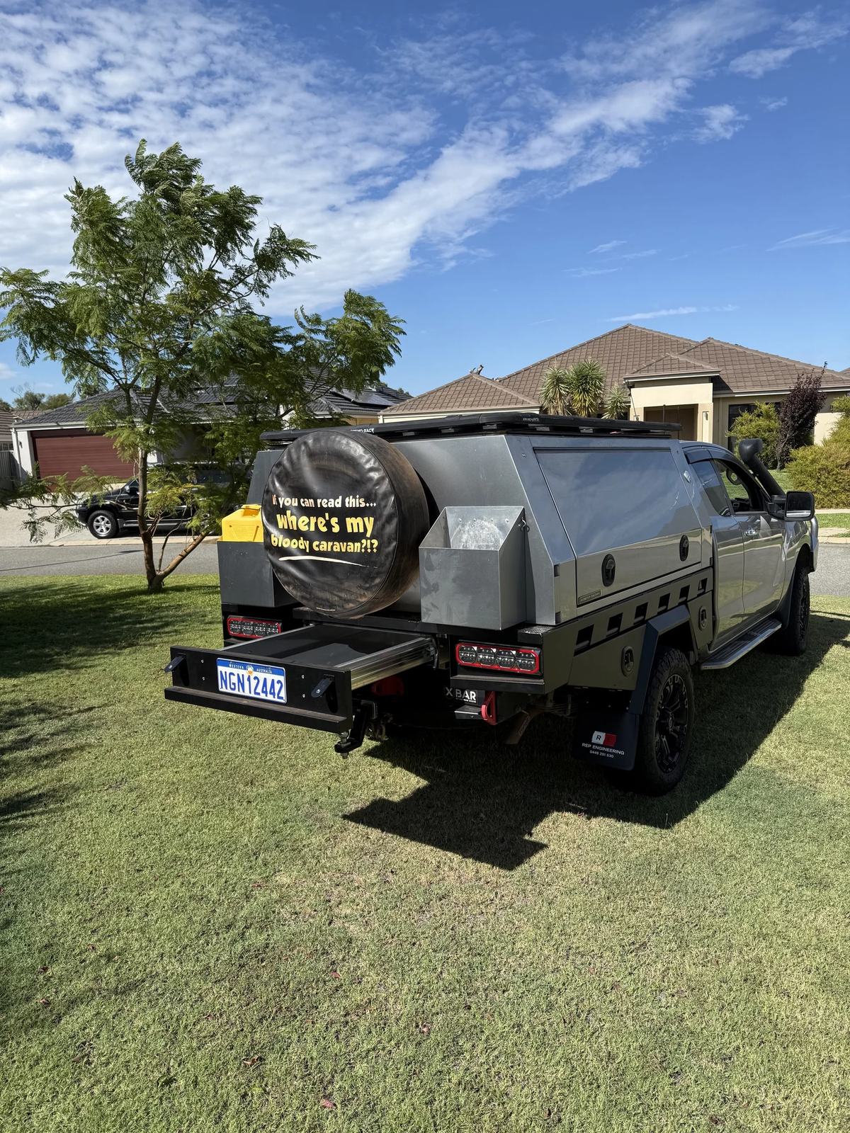 Charcoal touring canopy with rear spare wheel carrier